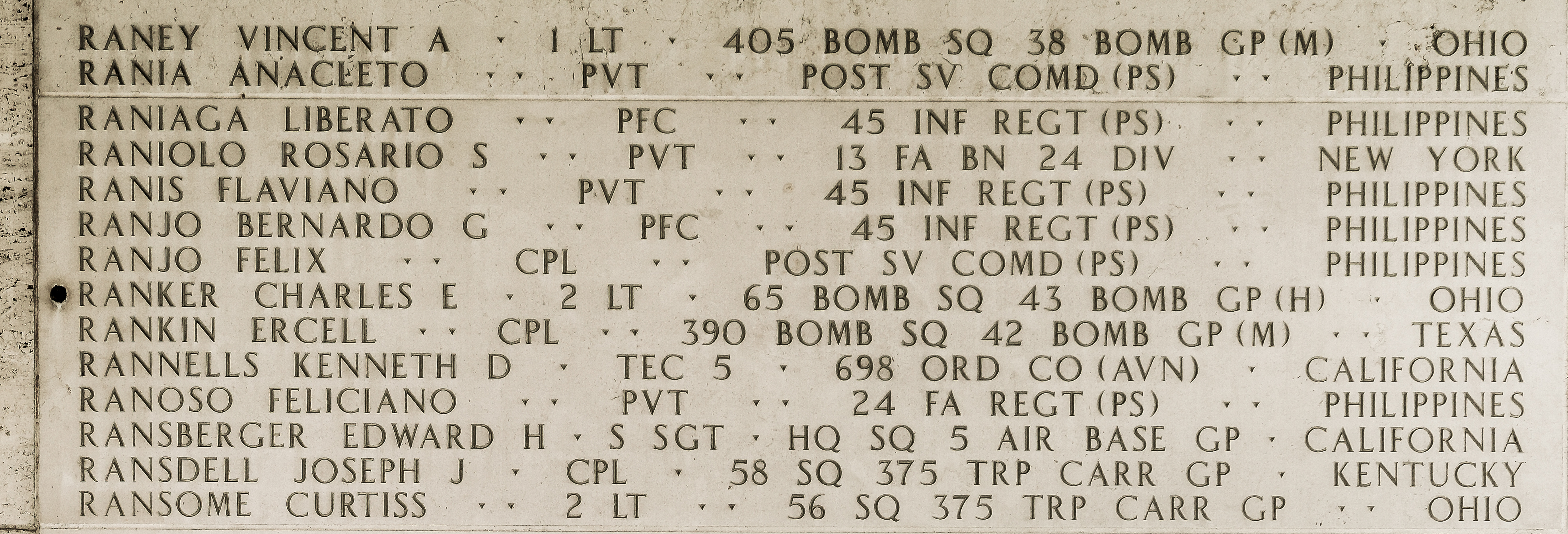 Curtiss  Ransome, Second Lieutenant